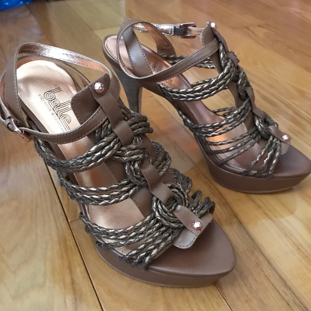 Floyd Bronze Leather Strappy Platform Sandals NWB